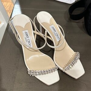 Jimmy Choo White Crystal Heels